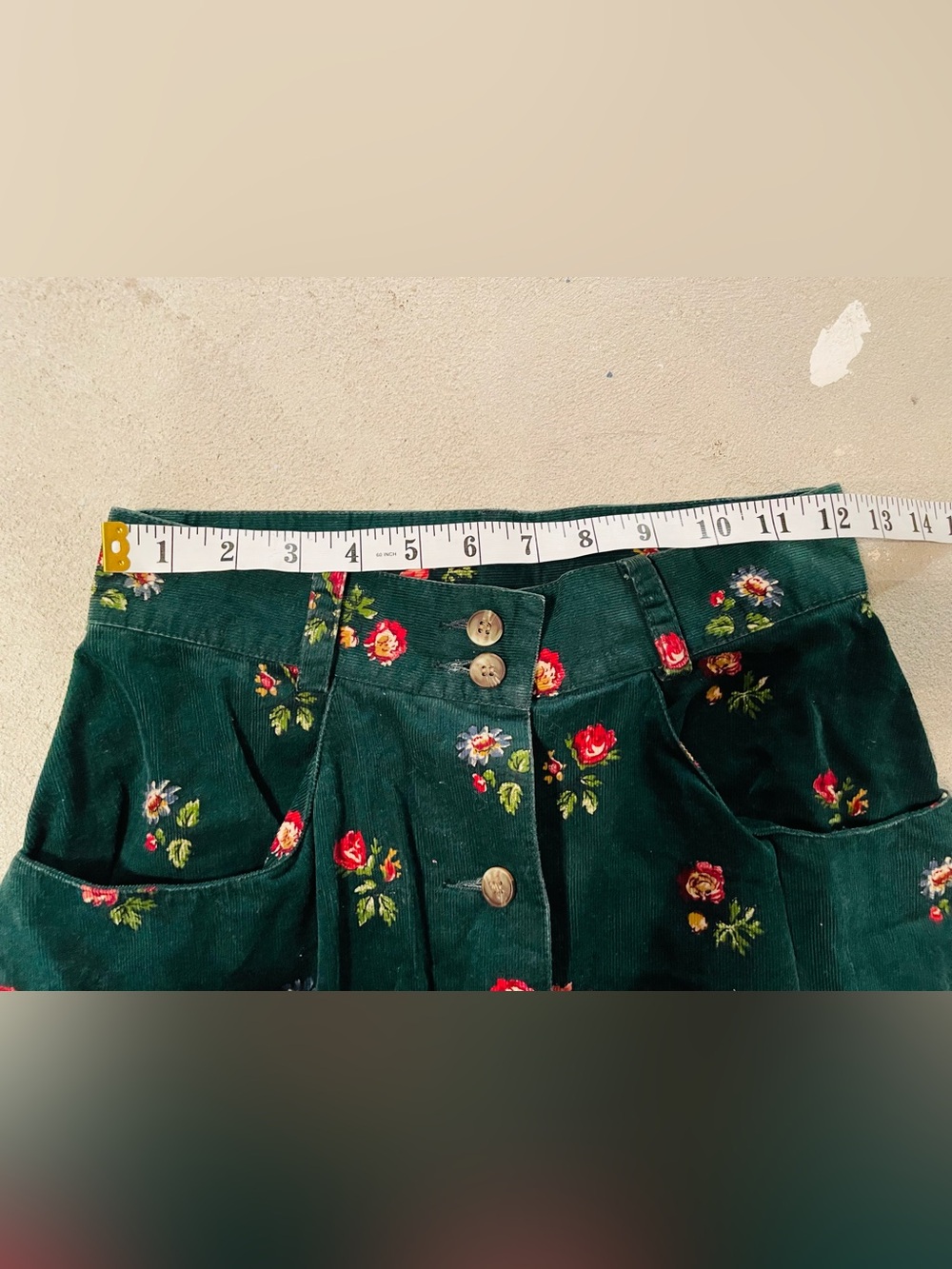 Floral Green A-Line Skirt - Picture 4 of 5